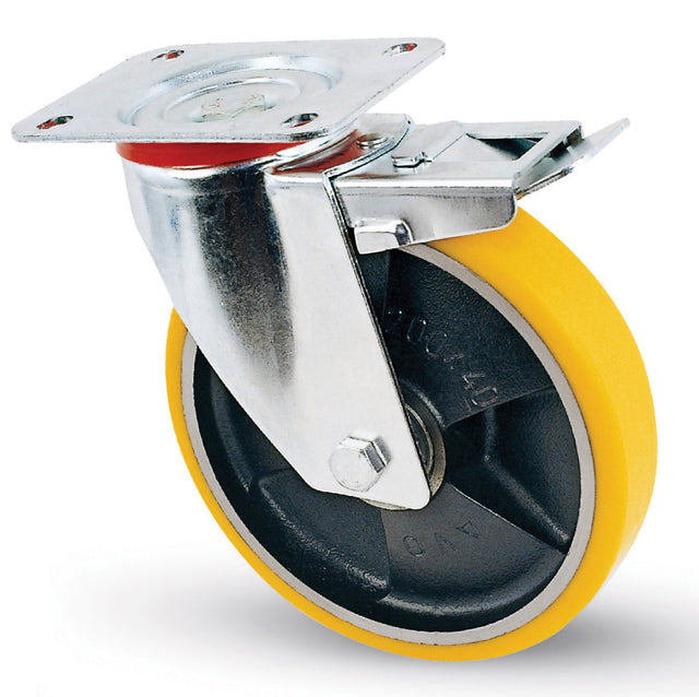 Ruota poliuretano d 100x25 mm 24/ant girev c/fre