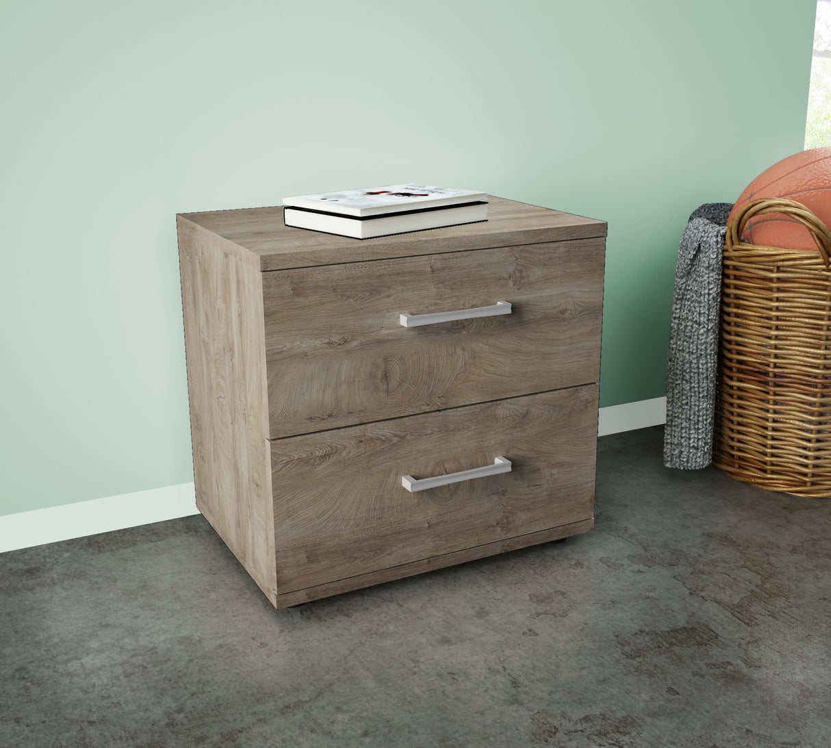 Kit comodino 2 cassetti 48x36x41 cm rovere k105