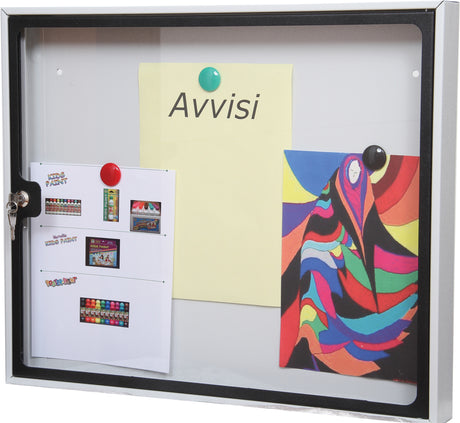 Bacheca fondo magnetico 58x6x48 cm silver nero