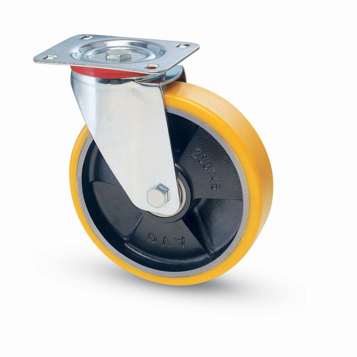 Ruota poliuretano d 125x25 mm 22 piastra girevole