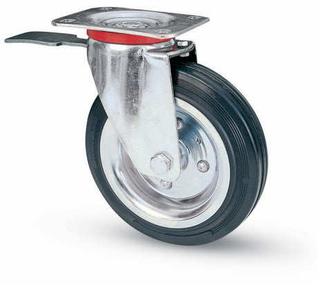 Ruota industriale d 200 gomma 80bis piastra gir fre