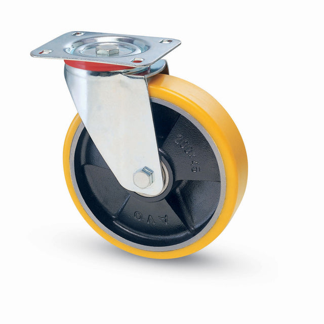 Ruota poliuretano d 100x25 mm 22 piastra girevole