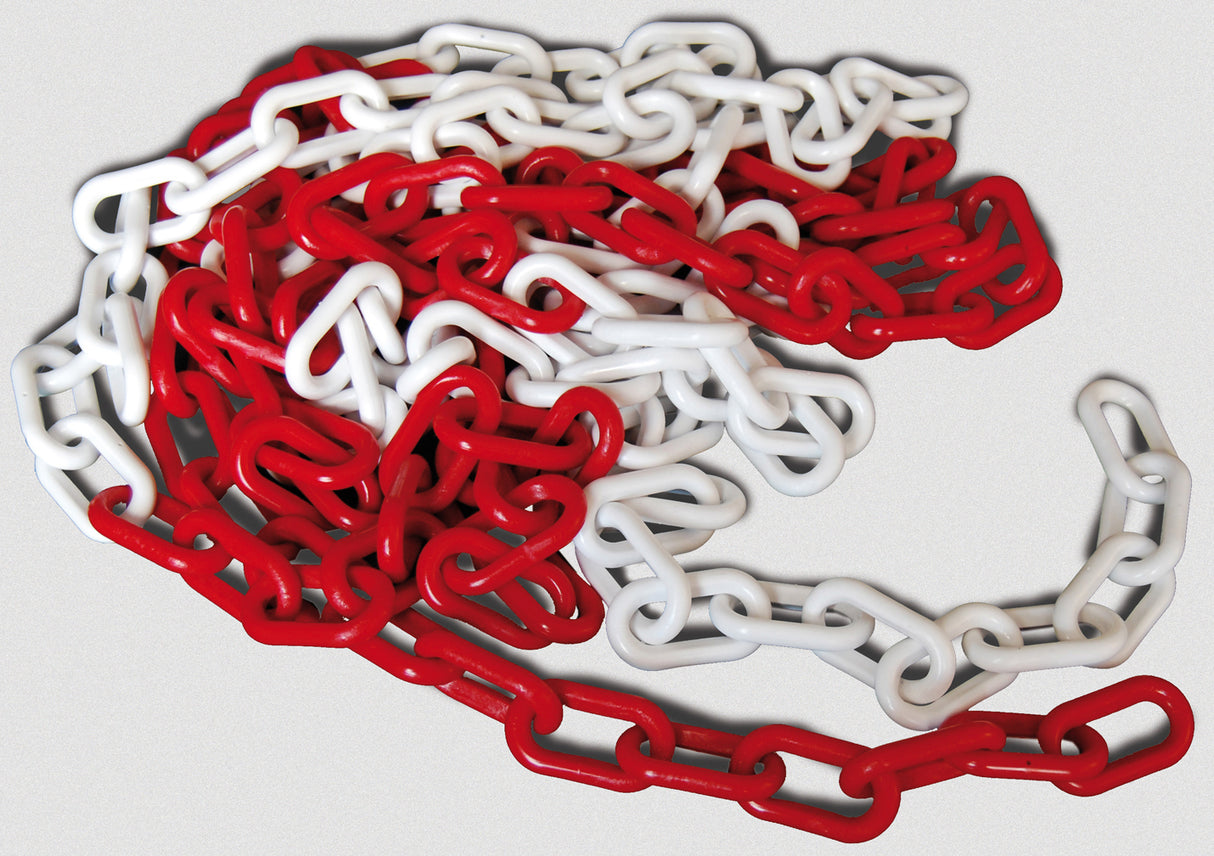 Catena plastica bianco rosso d 8 mm da 25 m