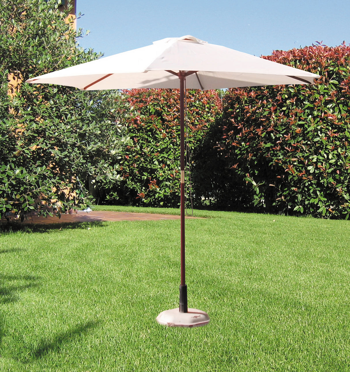 Ombrellone in legno tondo palo 38 d 250 cm bianco