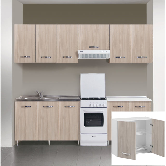 Kit cucina pensile 2 ante scolapiatti 80x32xh72 cm olmo