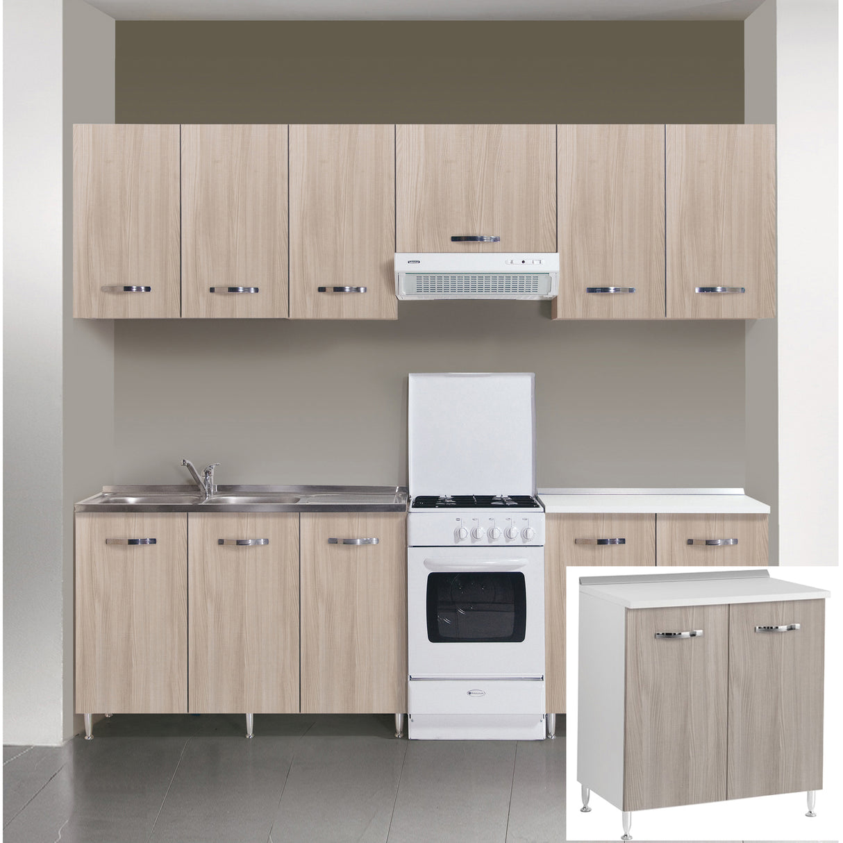 Kit cucina base 2 ante 80x50xh85 cm olmo