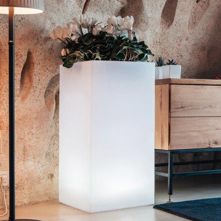 Vaso home light cube top 40x40xh80 cm bianco