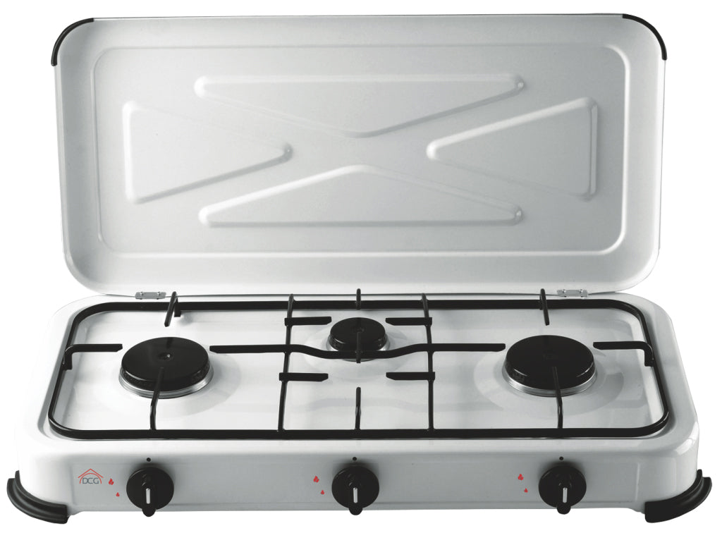 Fornello a gas 3 fuochi con coperchio