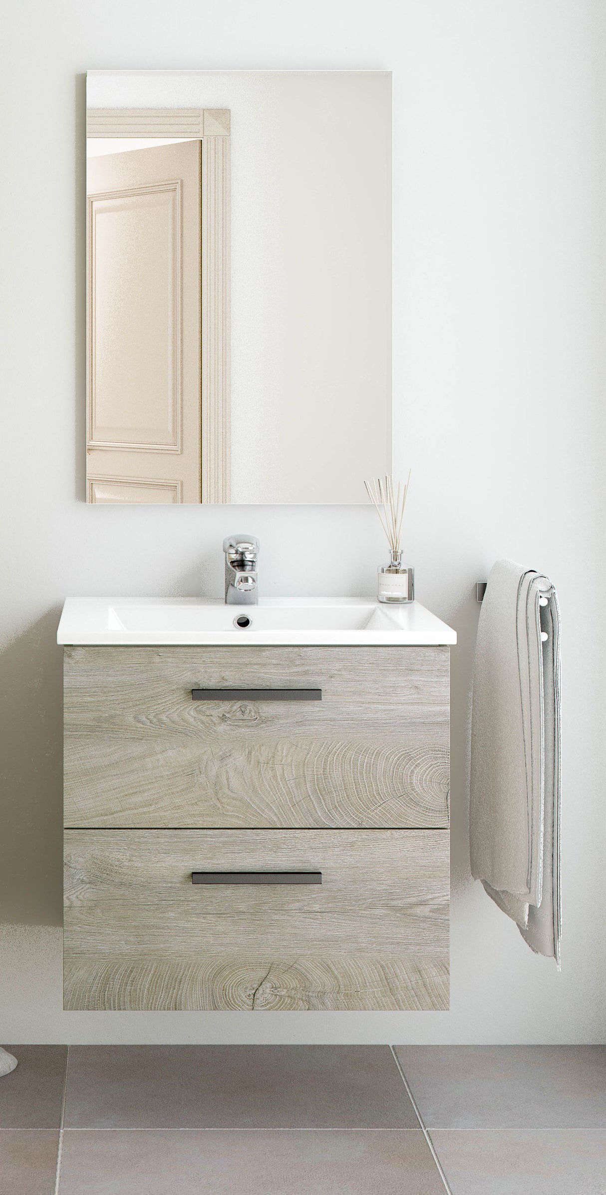 Kit mobile bagno aruba 2 cassetti 60 sosp. rov. alaska