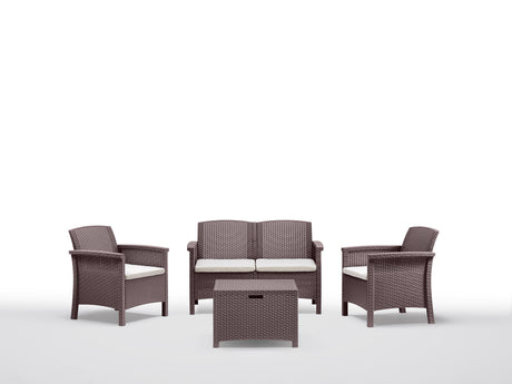 Salotto resina venezia 4 pz marrone