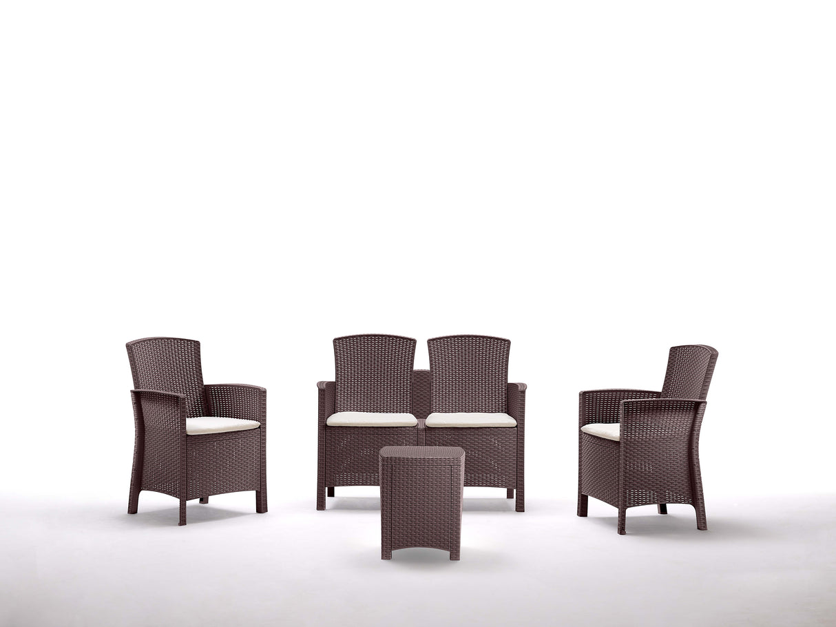 Salotto resina lido 4 pz marrone