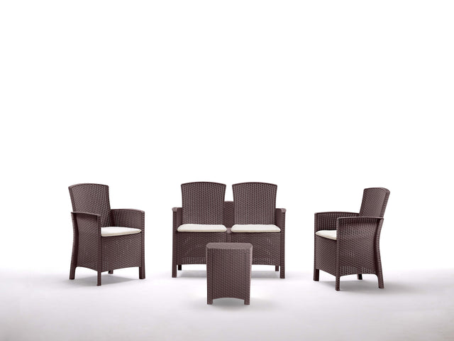 Salotto resina lido 4 pz marrone