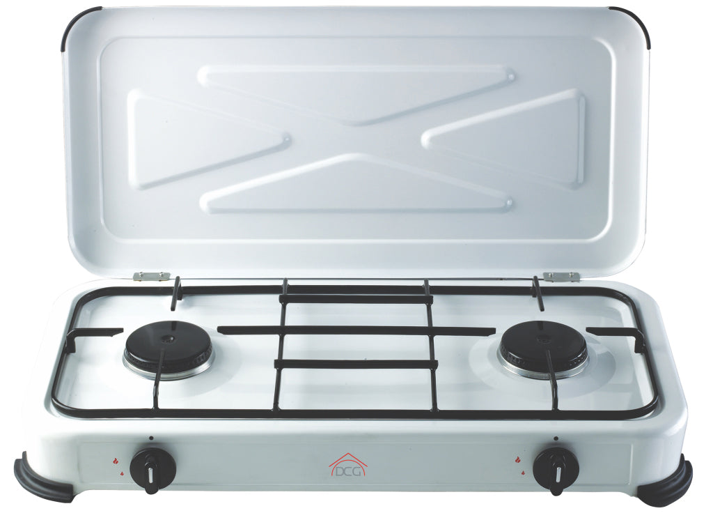 Fornello a gas 2 fuochi con coperchio