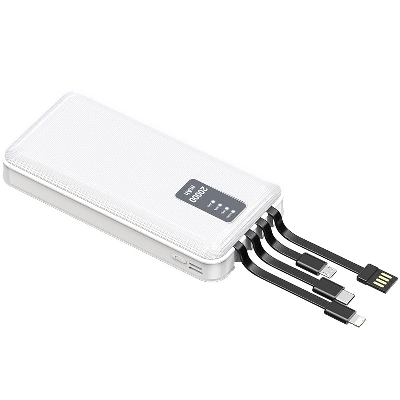 Power bank 20000 mah c/ci micro usb lightning e type-c bianco
