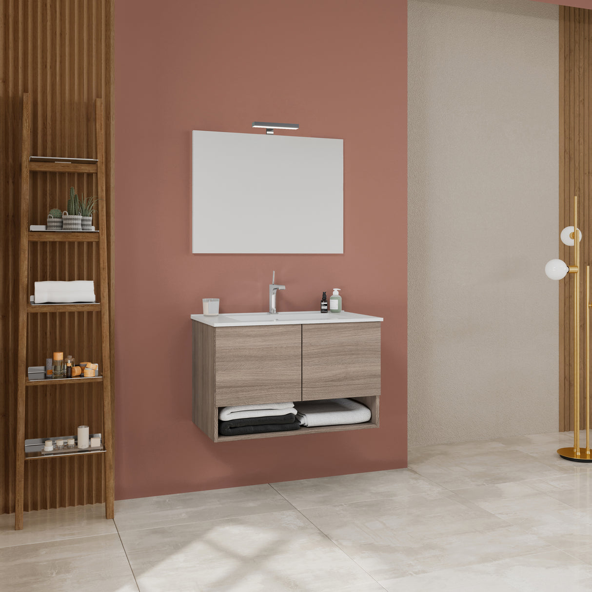 Mobile bagno oslo 2 ante 80 sosp. rovere fumo