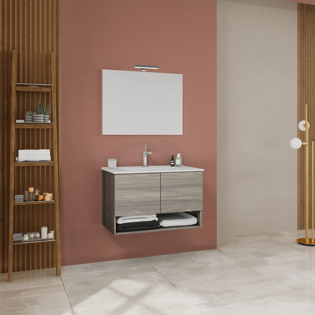 Mobile bagno oslo 2 ante 80 sosp. rovere grigio