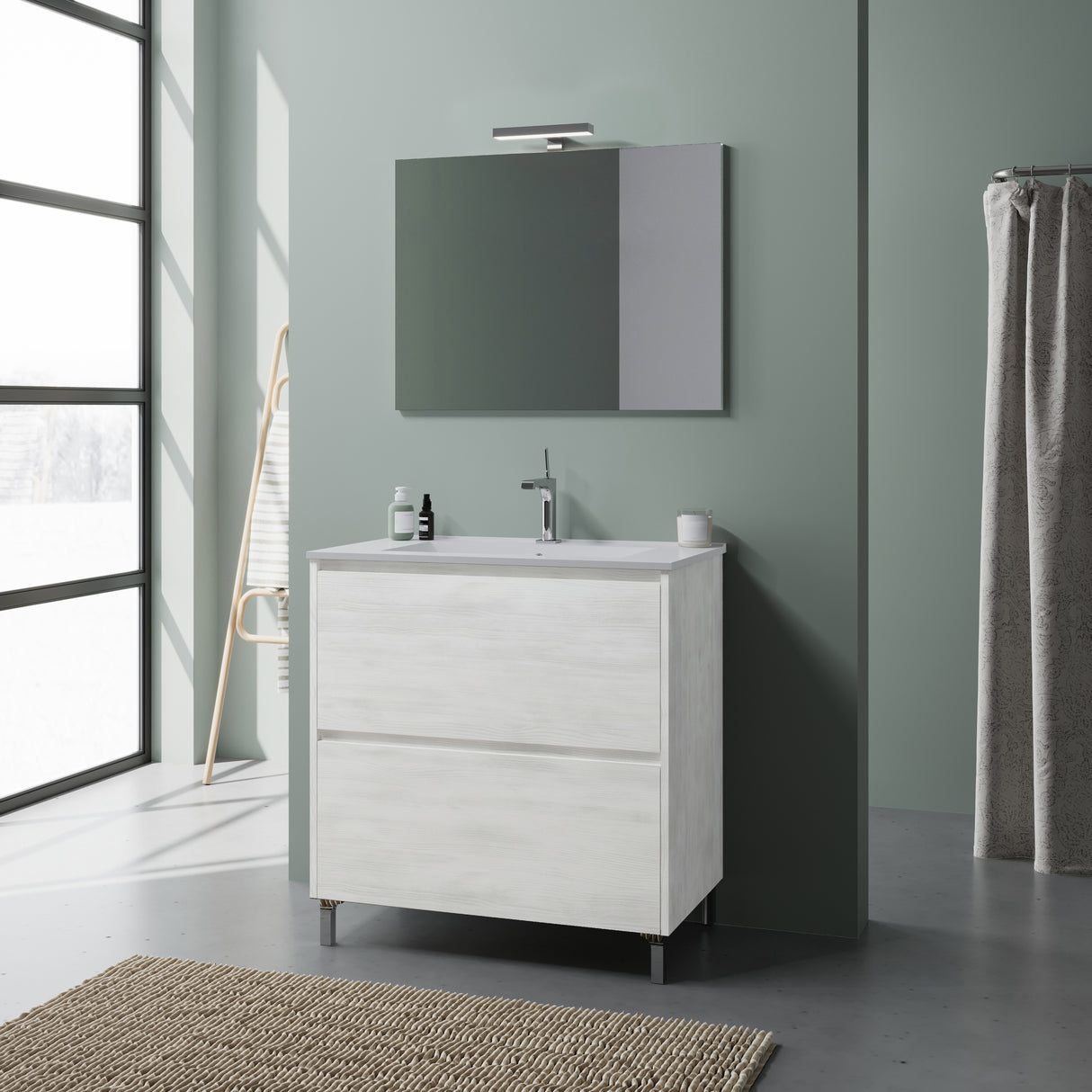 Mobile bagno lisbona 2 ante 80 rovere bianco