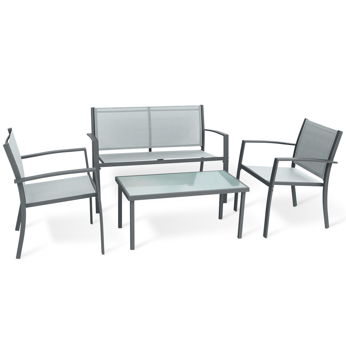 Salotto santiago 4 pz acciaio grigio