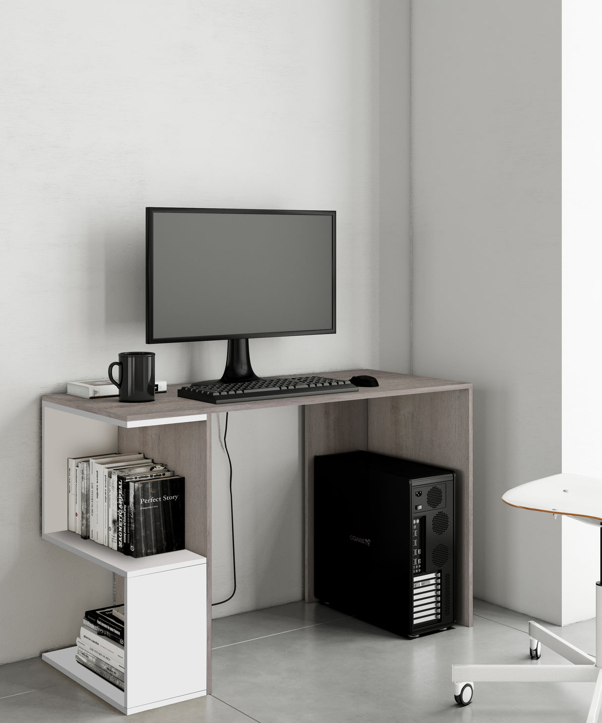 Kit scrivania 117x50x73,5 cm rovere gr./bianco