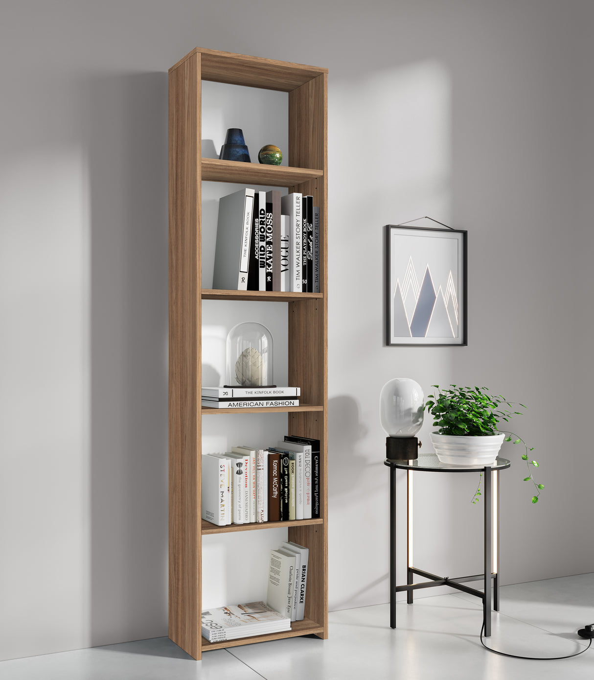 Kit libreria 4 ripiani 45x25xh183 cm rovere bar.