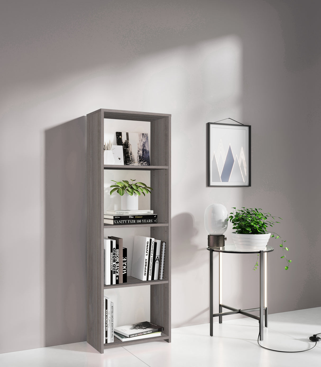 Kit libreria 3 ripiani 45x25xh138 cm rovere grigio