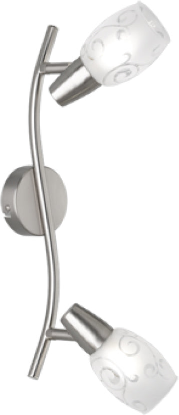 Barra 2 faretti colmar e14 vetro satinato