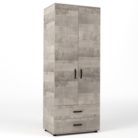 Kit armadio 2 ante + 2 cassetti 80x52x205 cm rovere plat.k355