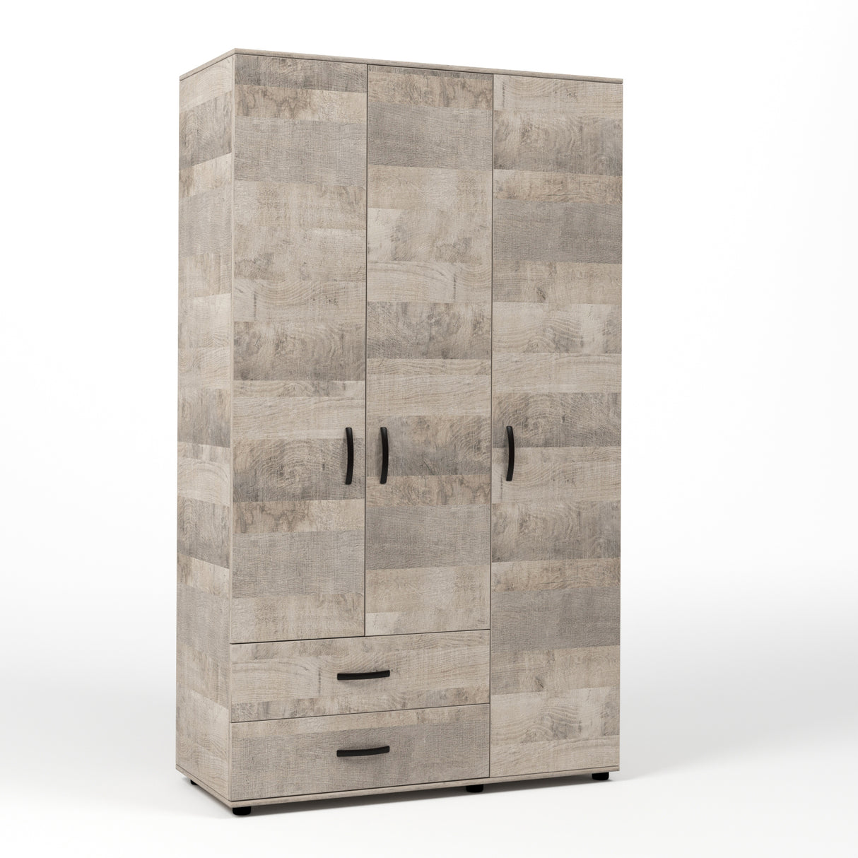 Kit armadio 3 ante + 2 cassetti 120x52x205 cm rovere plat.k355