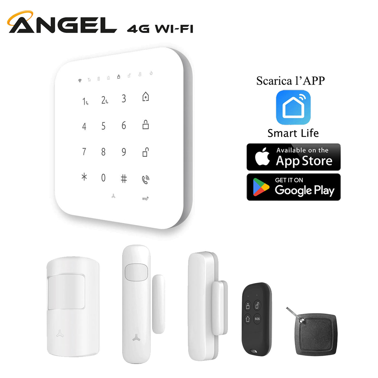 Antifurto domestico angel 4g wi-fi kit completo