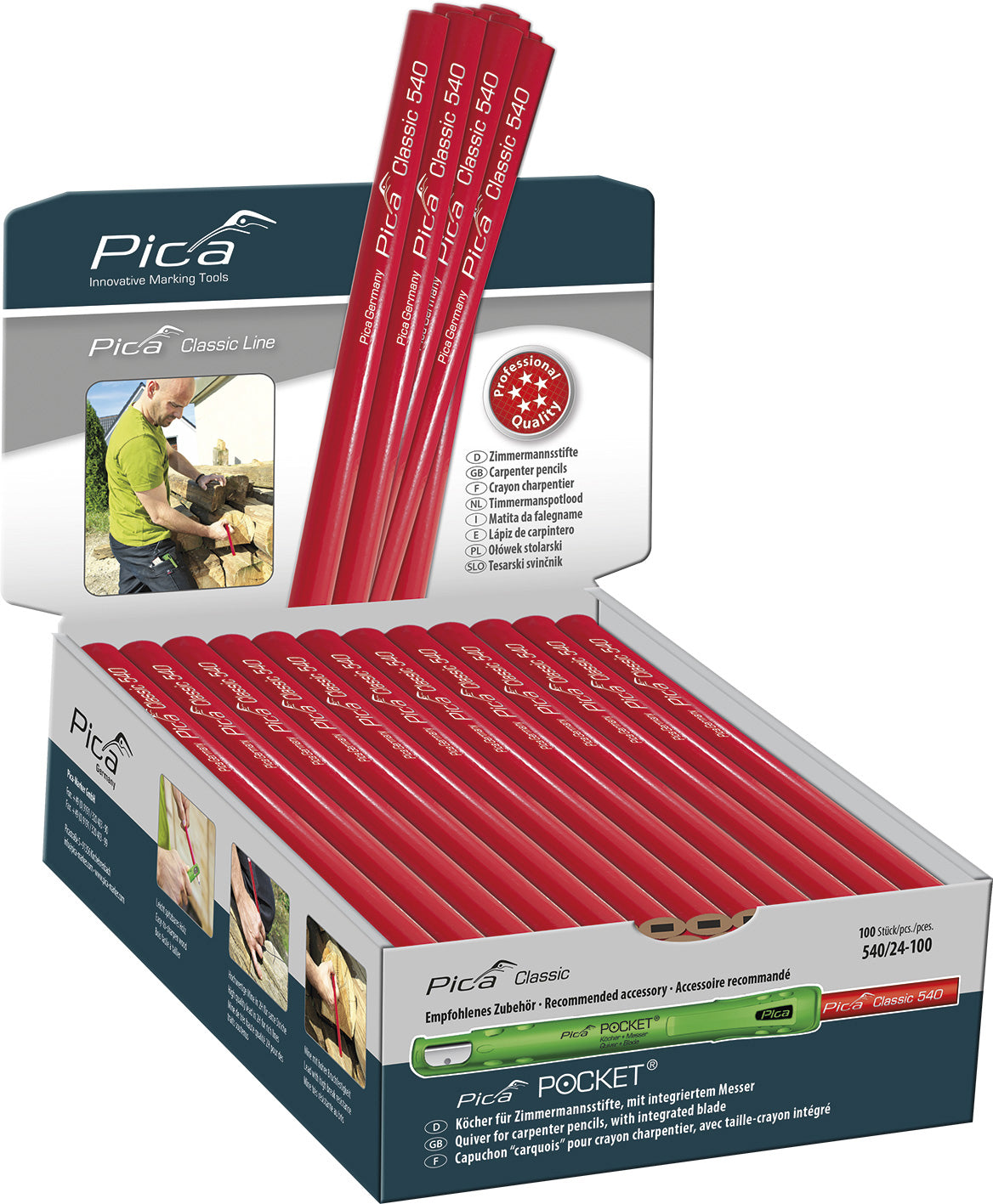 Display matita per carpentiere 240 mm da 100 pz