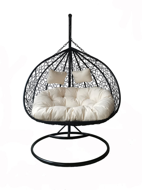 Poltrona sospesa in acciaio e polyrattan cm200x120