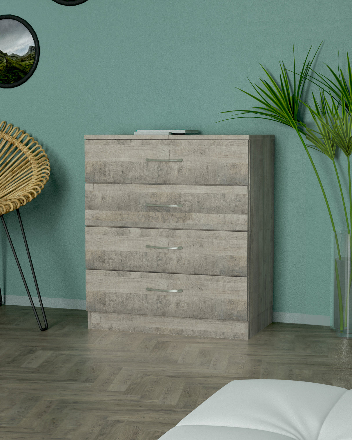 Kit cassettone 4c 70x40xh72 cm rovere pl.