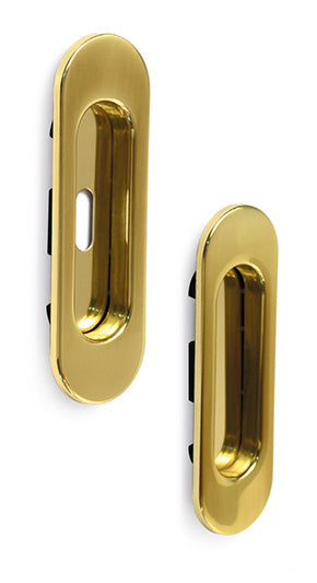 Maniglia ovale porta scorr c/foro e senza oro l