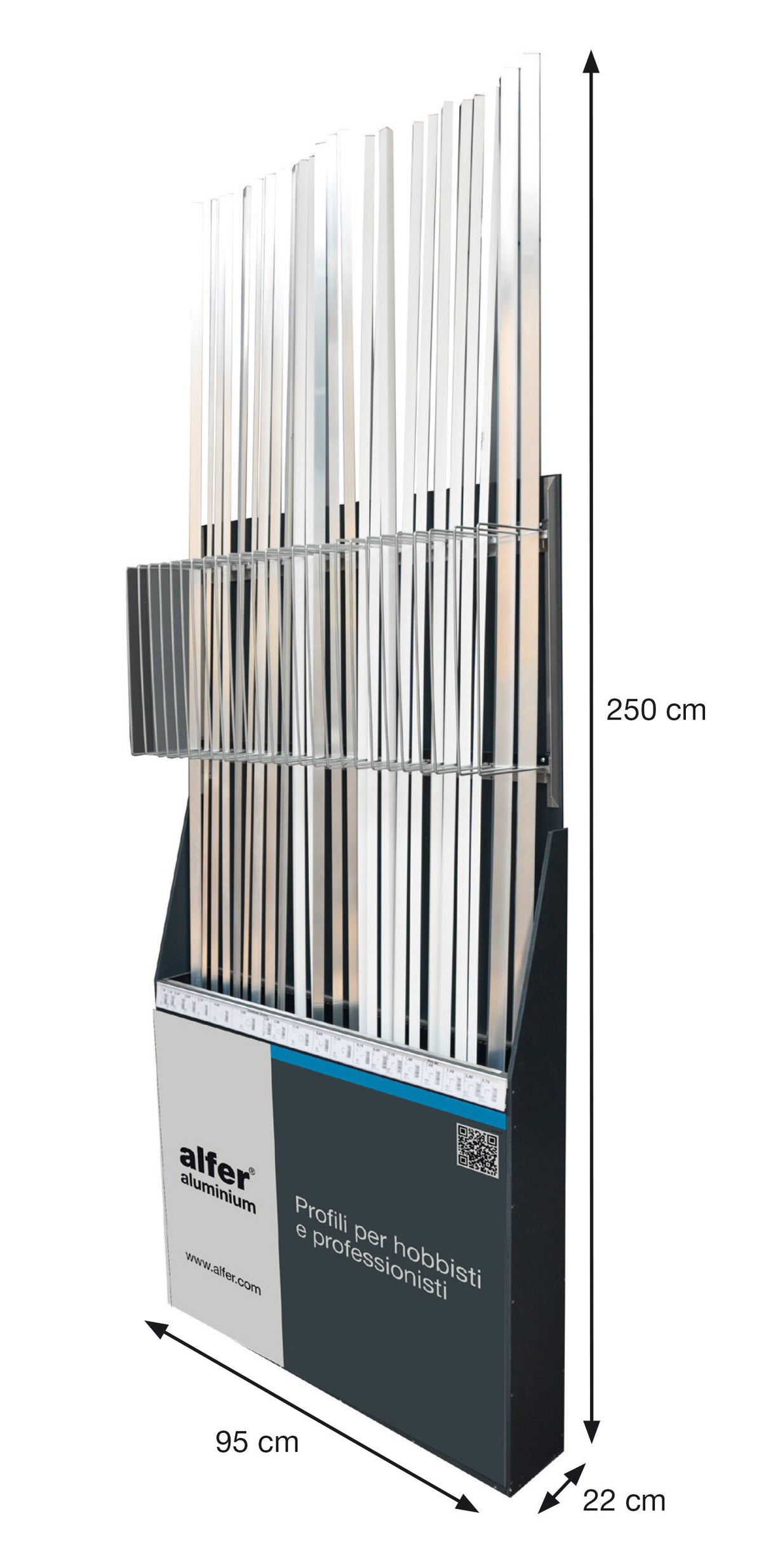 Espositore profili all.h.200 cm posti 25 vuoto