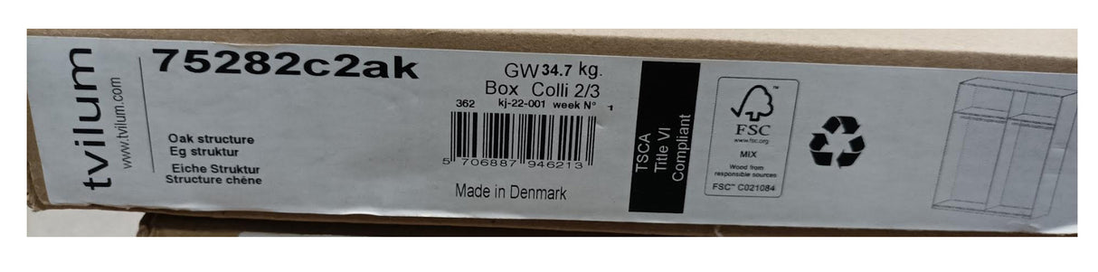 Zz-box 2/3 75282c2ak x kit armadio verona 2asc rovere cm.182