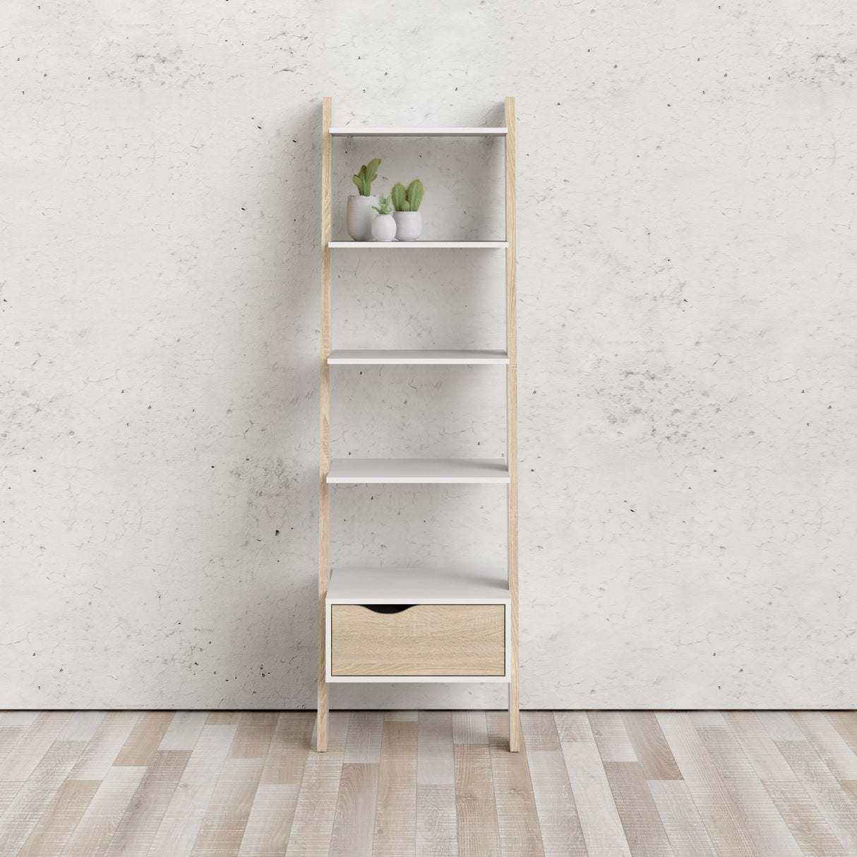 Kit libreria 4 ripiani + 1 cassetto 55x48x180 oslo