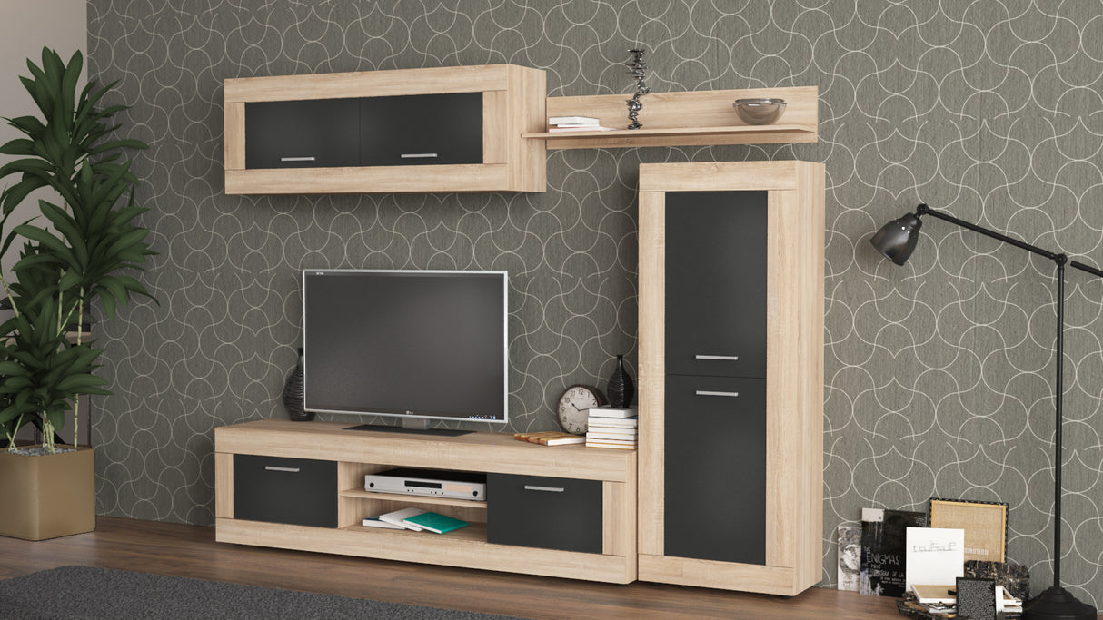 Kit parete living amber 250x41x188 nat.oak/antrac.