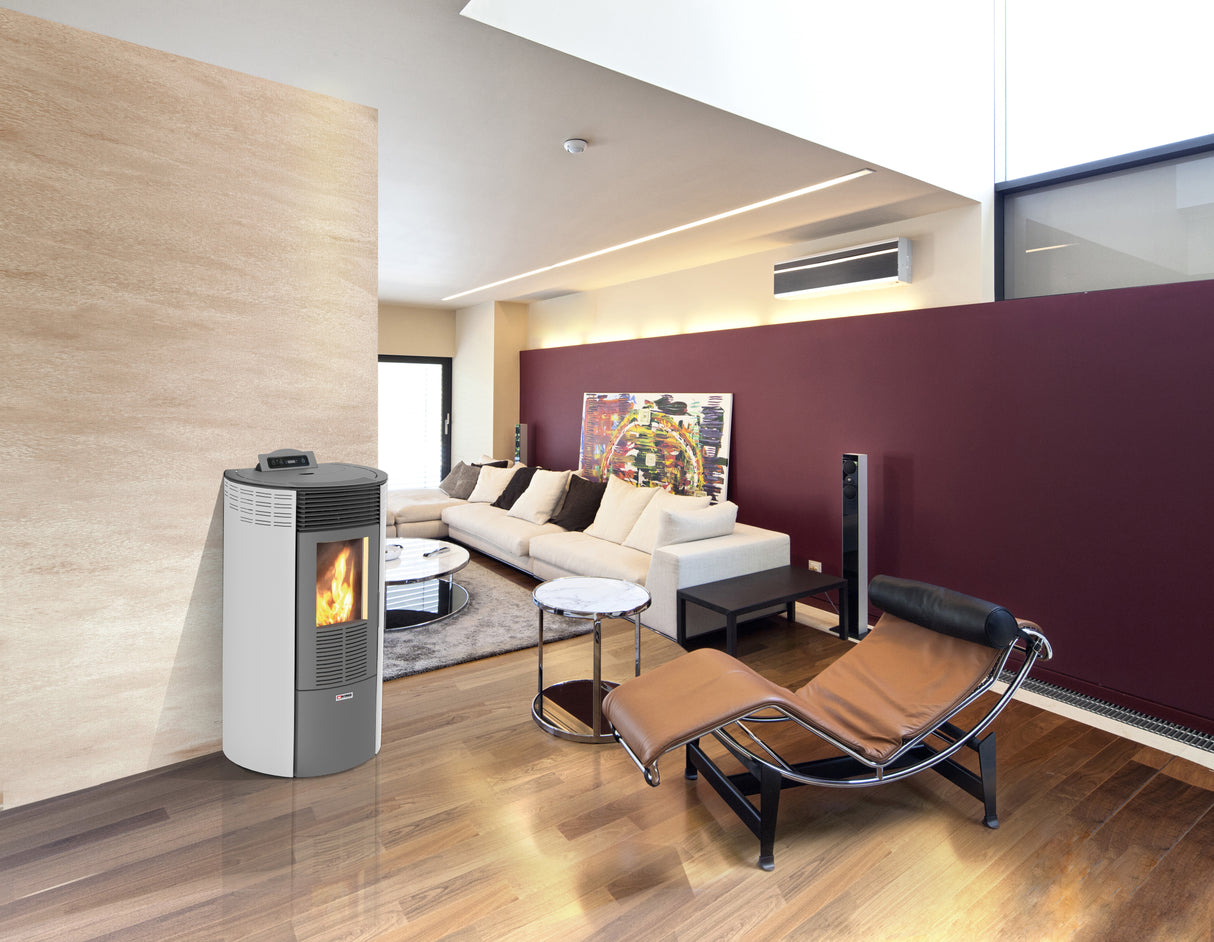 Stufa pellet 10,1 kw king 12 round bianco
