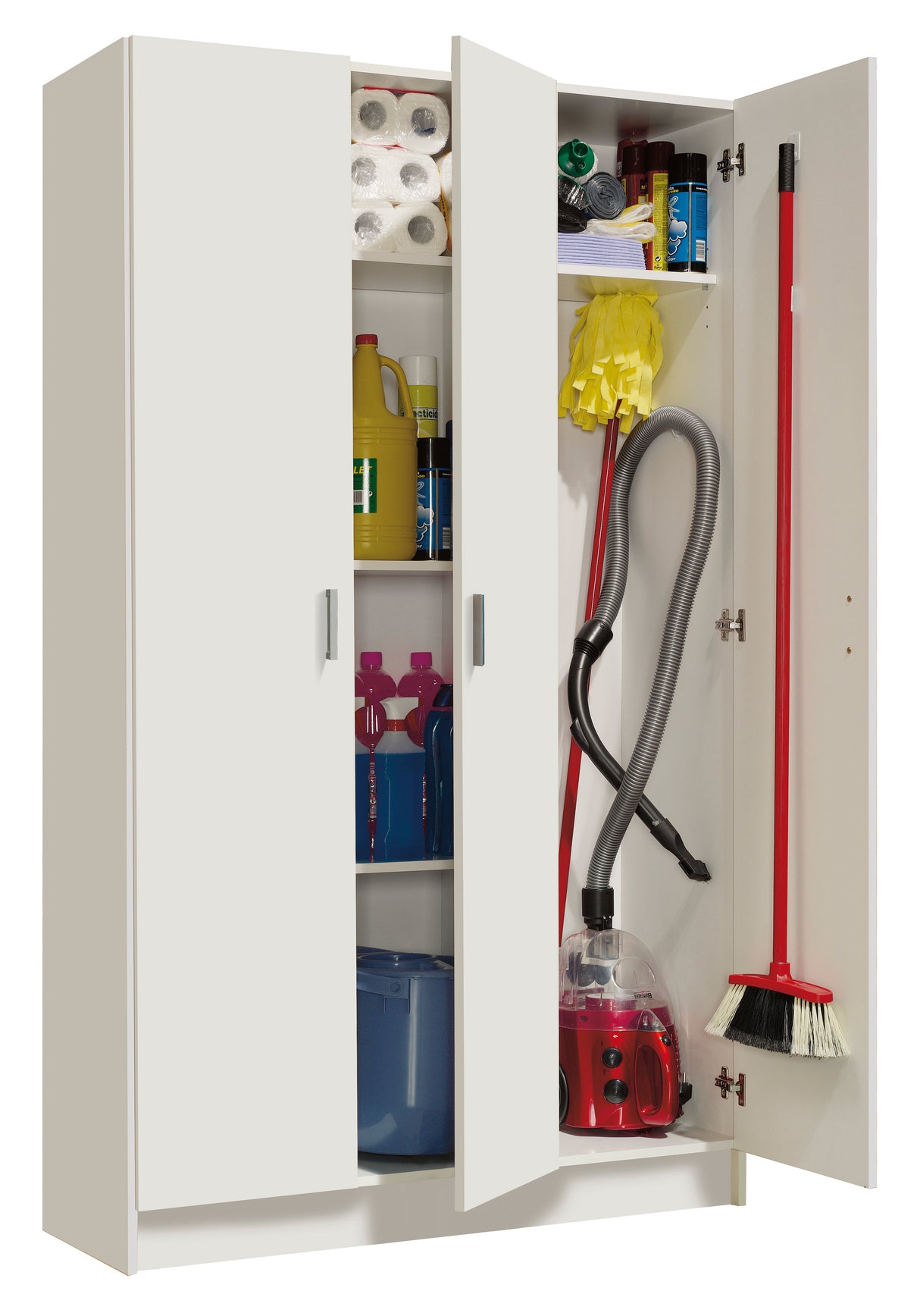 Kit armadio 3 ante 4 ripiani multiuso 108x37xh180 cm