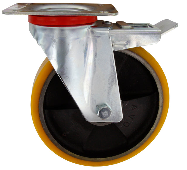 Ruota poliuretano d 200x40 mm 24/ant girev c/fre