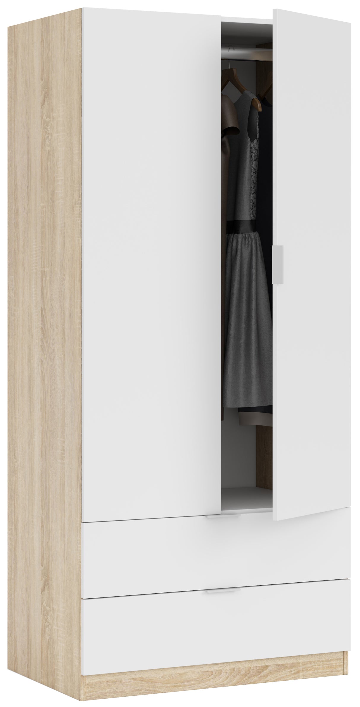 Kit armadio 2 ante + 2 cassetti 80x52xh180 cm ro/bia