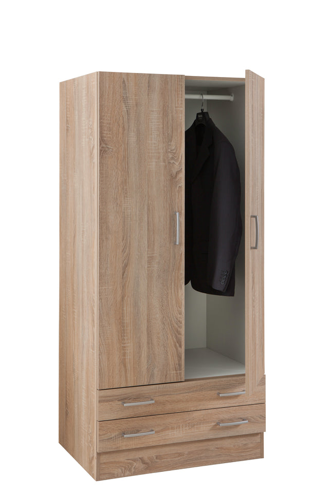 Kit armadio 2 ante + 2 cassetti 82x46x184,3 rovere scuro