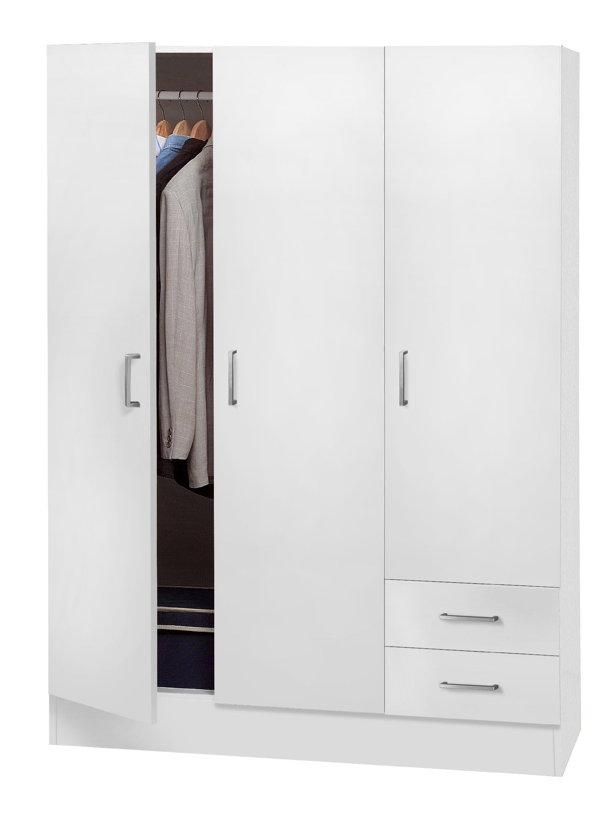 Kit armadio 3 ante + 2 cassetti 119,5x46,5x184,5 bianco