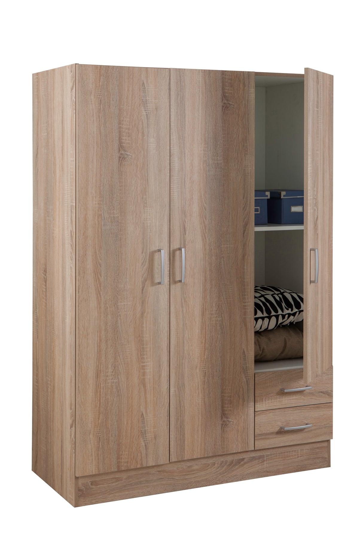 Kit armadio 3 ante + 2 cassetti 119,5x46,5x184,5 rovere s.