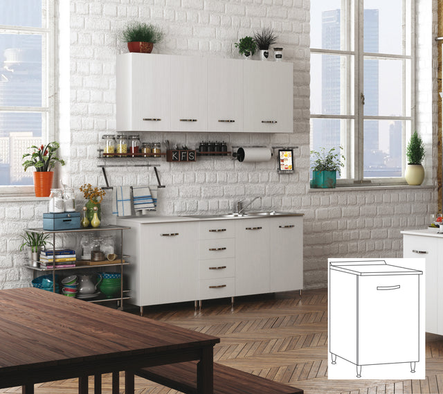 Kit cucina base 1 anta 40x50xh85 cm bianco