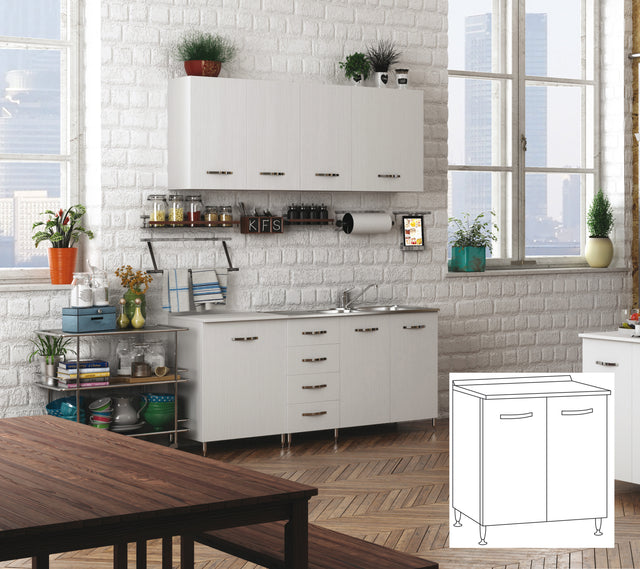 Kit cucina base 2 ante 80x50xh85 cm bianco