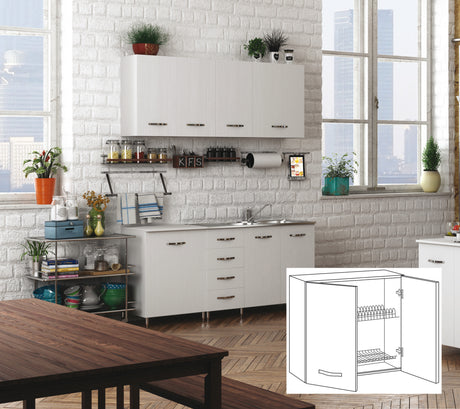 Kit cucina pensile 2 ante scolapiatti 80x32xh72 cm bianco