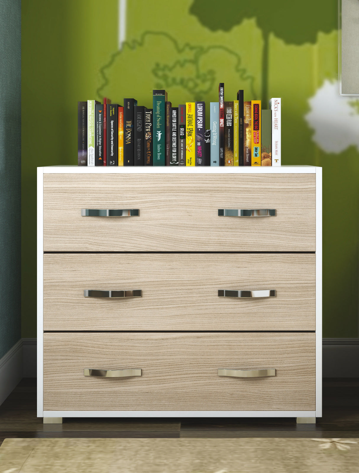 Linea modern cassettone 3 cassetti 91x45xh81 cm ol/bi