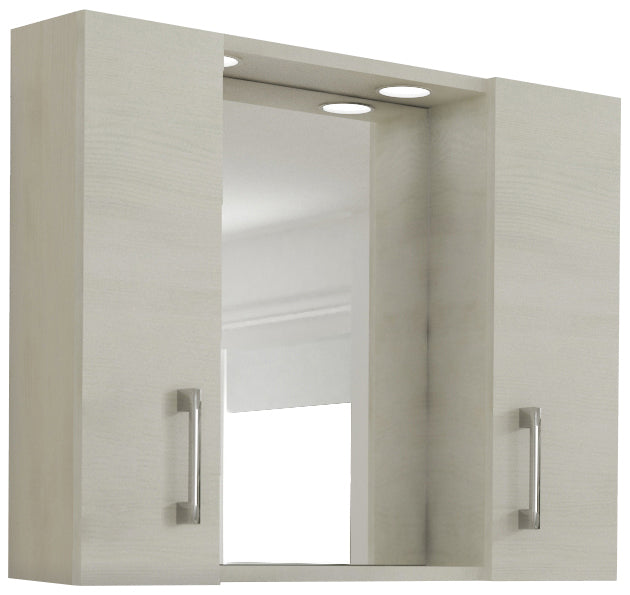 Specchio da bagno 960 con 2 ante rovere bianco