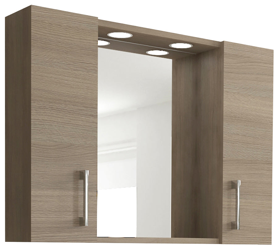 Specchio da bagno 960 con 2 ante rovere fumo